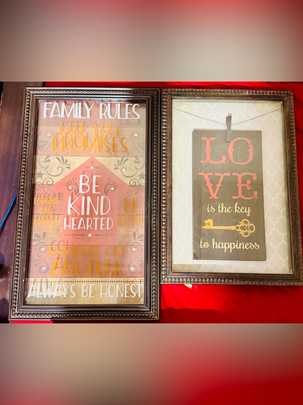 Farmhouse Wall Decor Set Family Rules & Love Framed Wall Art